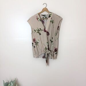 [Staccato] Rose Floral Faux Wrap Sleeveless Top